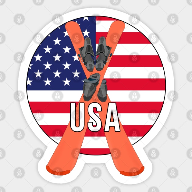 Cool Ski Flag of USA Sticker by DiegoCarvalho